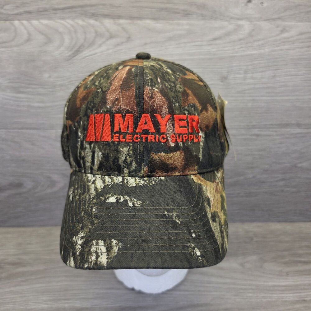 Mossy Oak Camo Mayer Electric Supply Hat Mens Strapback Camouflage Ball Cap